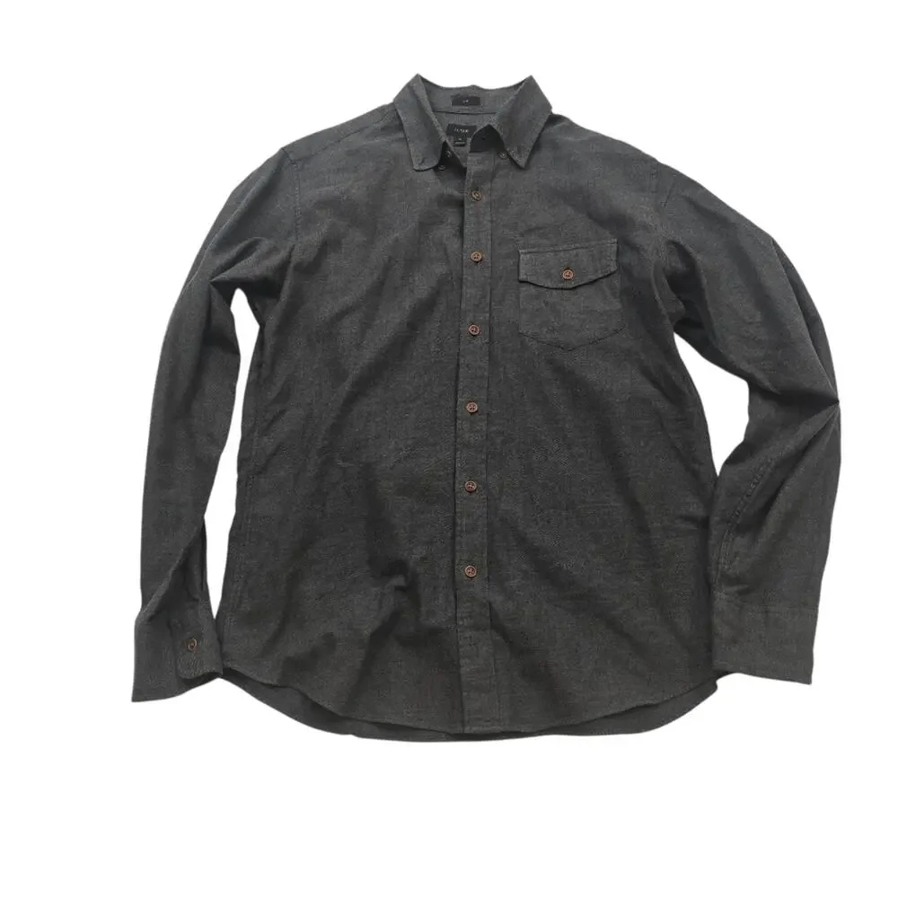 J.Crew Men's Gray Black Button-Down Shirt 100% Cotton Business Casual Workwear M